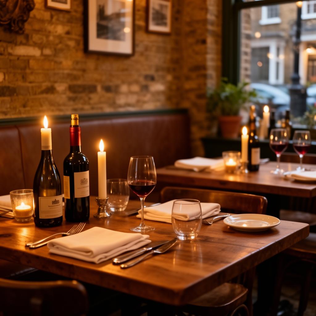Candlelit table at Osteria Otello in Barnes