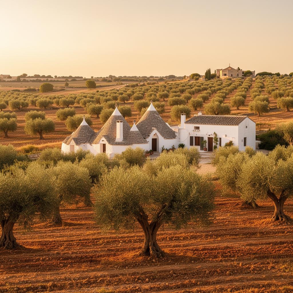 Olive groves and trulli in the Puglia countryside